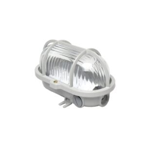 Fanal ovalado claro blindado 100W E27 con rejilla metálica simple