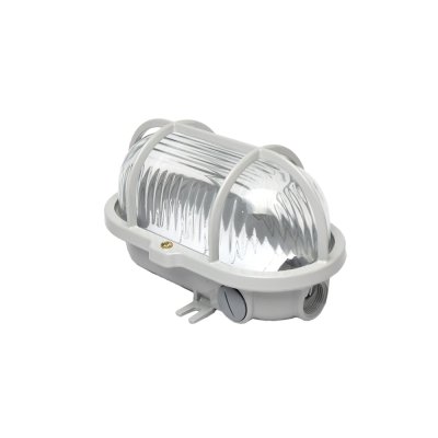 Fanal ovalado claro blindado 100W E27 con rejilla metálica simple