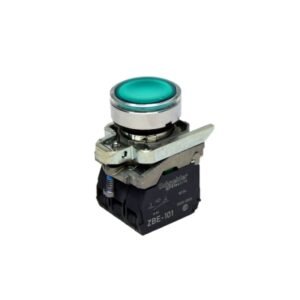 Pulsador luminoso verde 22mm c/LED 110VAC con block NA+NC