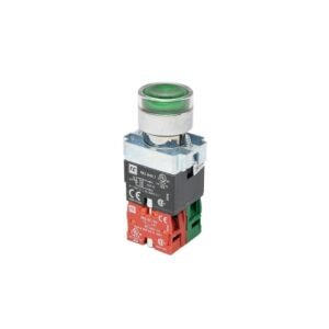 Pulsador luminoso rasante verde 22mm 240VAC NA+NC