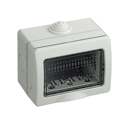 Caja para adosar 3 módulos c/tapa transparente Idrobox Matix IP55