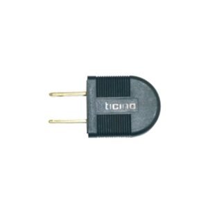 Enchufe con espigas planas 2x15A 250V PVC negro