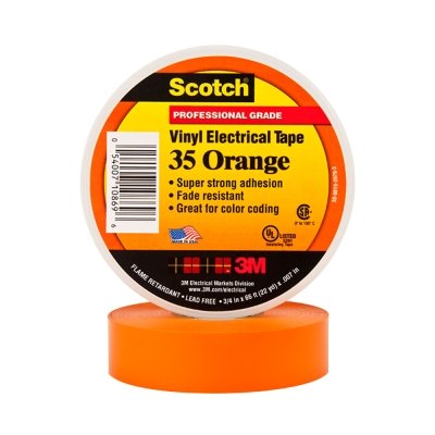 Cinta aislante vinílica Scotch 35 3/4¨ x20mts anaranjado