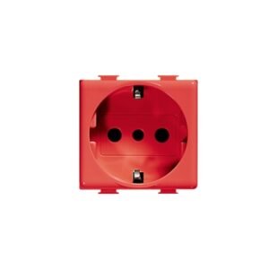 Tomacorriente p/empotrar Schuko 2x16A+T 250V 2 módulos rojo Matix