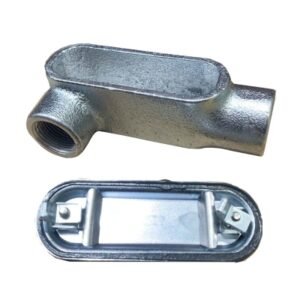 Caja Condulet hierro tipo LR 1 1/2¨, tapa+empaque, galvanizado en caliente, UL