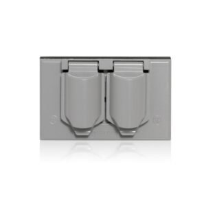 Placa hermética horizontal p/tomacorriente doble aluminio-zinc
