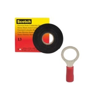 Cinta semiconductora Scotch 13 3/4¨ x4.5mts + Terminal horquilla aislada 16-22AWG 3/16¨ rojo x100und