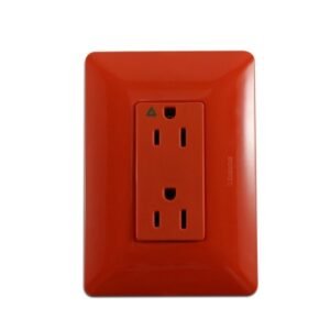 Tomacorriente duplex 2x15A+T aislado 3 módulos naranja Matix