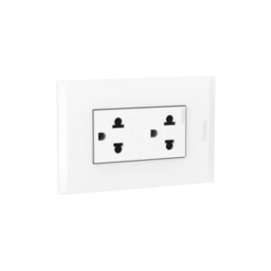Tomacorriente duplex 2x16A+T 250V univ. blanco placa blanco MODUS 4