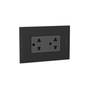 Tomacorriente duplex 2x16A+T 250V univ. negro placa negro MODUS 4