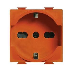 Tomacorriente para empotrar Schuko 2x16A+T 250V 2 módulos naranja Matix