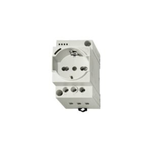 Tomacorriente para riel Schuko 2x16A+T 230V IP20 con LED RAL7035